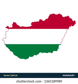 Hungary - Europe Countries Map and Flag Vector Icon Template Illustration Design. Vector EPS 10.