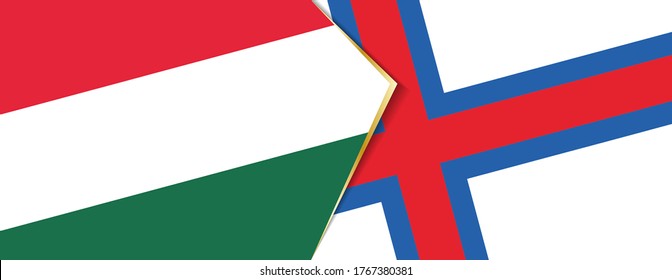 Hungary and Faroe Islands flags, two vector flags symbol of relationship or confrontation.
