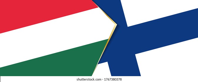 Hungary and Finland flags, two vector flags symbol of relationship or confrontation.
