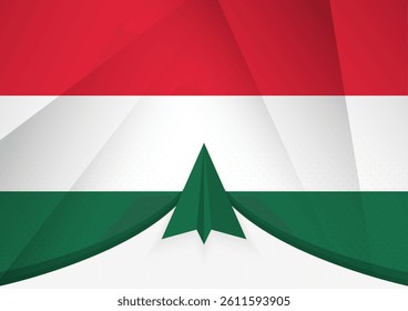 Hungary Flag with Abstract Paper Airplane Design, National Flag in a geometric folded paper style. Vector illustration.