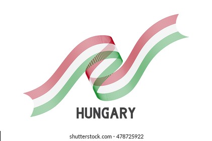 Hungary flag. Abstract Hungary ribbons isolated on white.