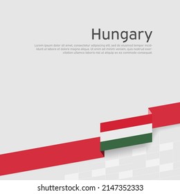 Hungary flag background. State hungarian patriotic banner, cover. Ribbon color flag of hungary on a white background. National poster. Vector tricolor flat design