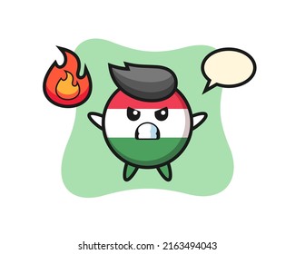 hungary flag badge character cartoon with angry gesture , cute style design for t shirt, sticker, logo element