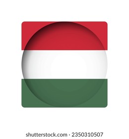 Hungary flag - behind the cut circle paper hole with inner shadow.