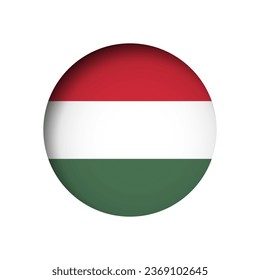 Hungary flag - behind the cut circle paper hole with inner shadow.