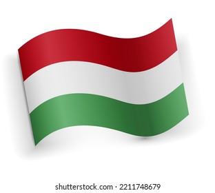 Hungary flag bended and lying on white background