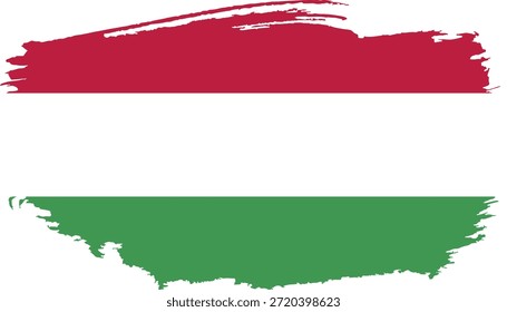 Hungary flag brush stroke red white green national symbol