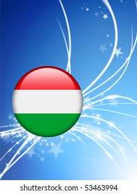 Hungary Flag Button on Abstract Light Background Original Illustration