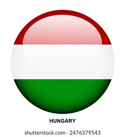 HUNGARY flag button on white background