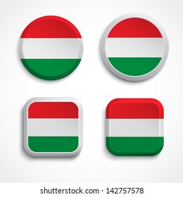 Hungary flag buttons, vector illustration