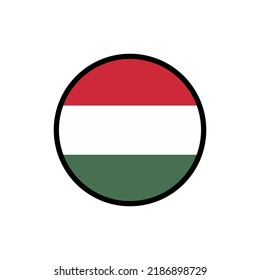 Hungary flag in a circle On a white background