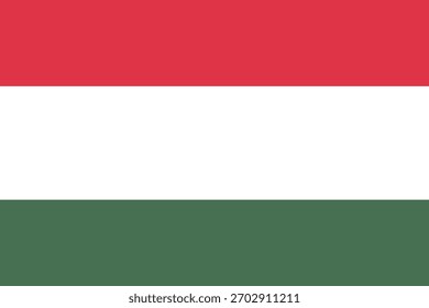 Bandera de Hungría, Ilustración vectorial de líneas limpias con colores ligeramente suaves, proporciones 2 por 3