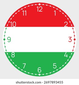 Cara del reloj de la bandera de Hungría – diseño verde, blanco y rojo del reloj de pared