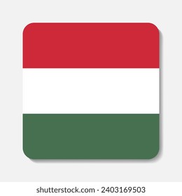 Hungary flag flat icon. Square vector element with shadow underneath. Best for mobile apps, UI and web design.