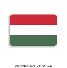 Hungary flag - flat vector rectangle with rounded corners and dropped shadow.