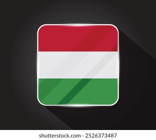 Ilustración de icono cuadrado brillante de bandera de Hungría 