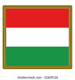 Hungary flag with gold frame