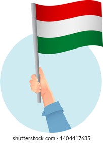 Hungary flag in hand icon