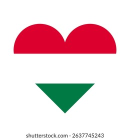 Hungary flag heart icon. Country love symbol isolated on white background.
