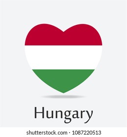 Hungary Flag in Heart Shape