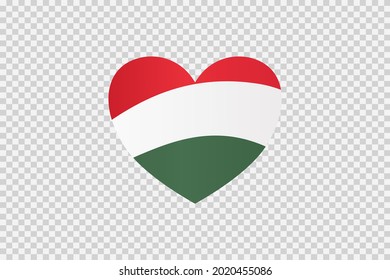 Ungarische Flagge in Herzform einzeln auf dunklem oder transparentem Hintergrund,Symbole Ungarns, Vorlage für Banner,Karte,Werbung,Vektorgrafik,Goldmedaille-Sportwettkämpfer Land