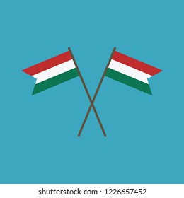 Hungary flag icon in flat design. Independence day or National day holiday concept.