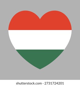 Hungary flag icon in heart shape. Hungarian heart shaped flag. Badge, button flag of Hungary.