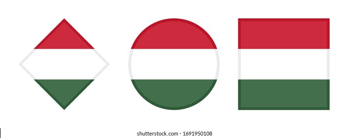 hungary flag icon set, isolated on white background