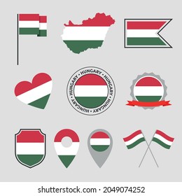 Hungary flag icons set, symbols of the flag of Hungary