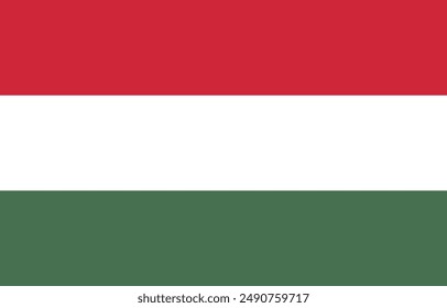 Bandera de Hungría Ilustración vectorial aislada para la celebración del día nacional día de la independencia. bandera oficial de Hungría tricolor colores originales estándar.