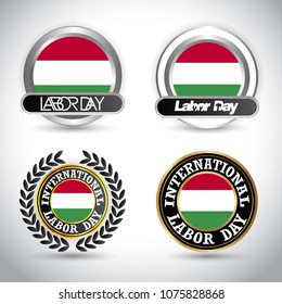 Hungary Flag with labour day design vector 