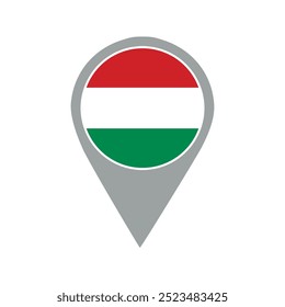 hungary flag location pin, flag application, Flag on Location Pin, graphic design, map pointer, vector illustration.