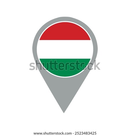 hungary flag location pin, flag application, Flag on Location Pin, graphic design, map pointer, vector illustration.