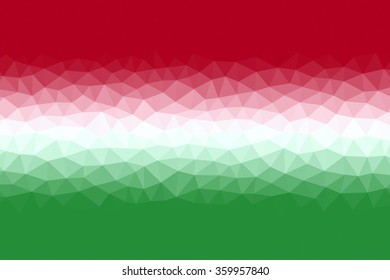 Hungary flag low poly triangular abstract background.