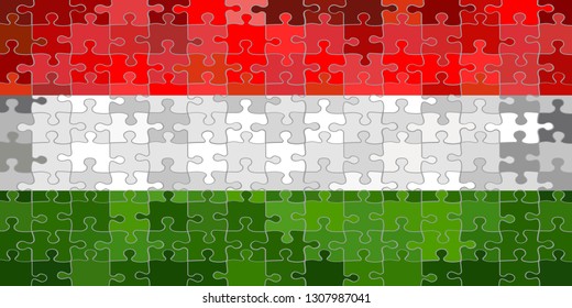 Hungary flag made of puzzle background - Illustration