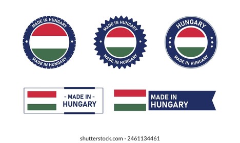 Hungary flag, Made in Hungary. Tag, Seal, Stamp, Flag, Icon vector