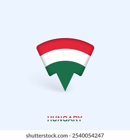 Hungary Flag Map Pointer Design with Shadow. Vector illustrator.