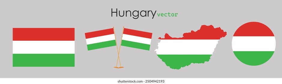Hungary Flag Map vector illustration