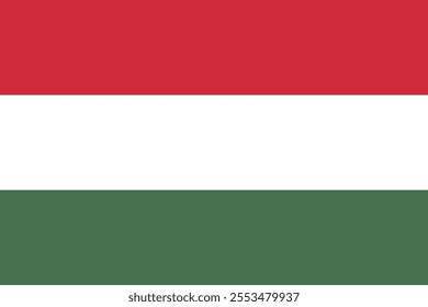 Hungary flag in official colors, dimensions and aspect ratio. Vector flag symbolizing national pride, identity, heritage, patriotism and authority