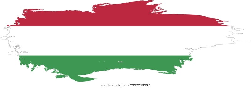 Hungary flag on brush paint stroke.
