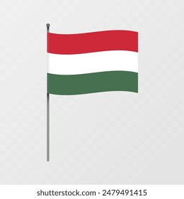 Ungarn Flagge auf Fahnenmast. Vektorillustration.