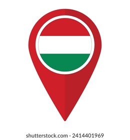 La bandera de Hungría en el mapa icono de punto de referencia aislado. Bandera de Hungría