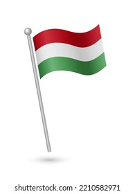 Hungary flag on pole waving in the wind vector illustration