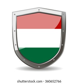 Hungary Flag on a Shield