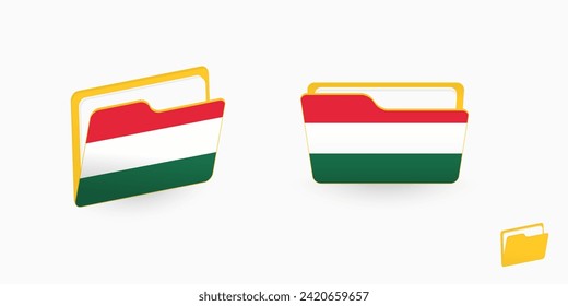 Hungary flag on two type of folder icon. Vector illustration.