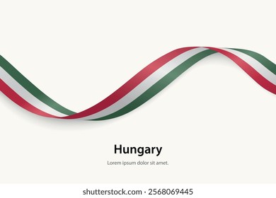 Hungary flag on Waving ribbon. Template for independence day