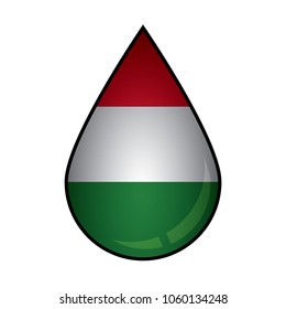 The Hungary  flag painted on 3D water drop