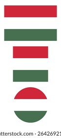 
Hungary flag PNG vector. Hungary square and round icon isolated on transparent PNG background. Hungary flag icon.