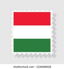 Hungary flag postage stamp, isolated on white background, vector illustration.