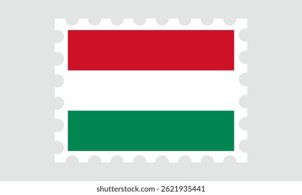 hungary flag postage stamp isolated on gray background.